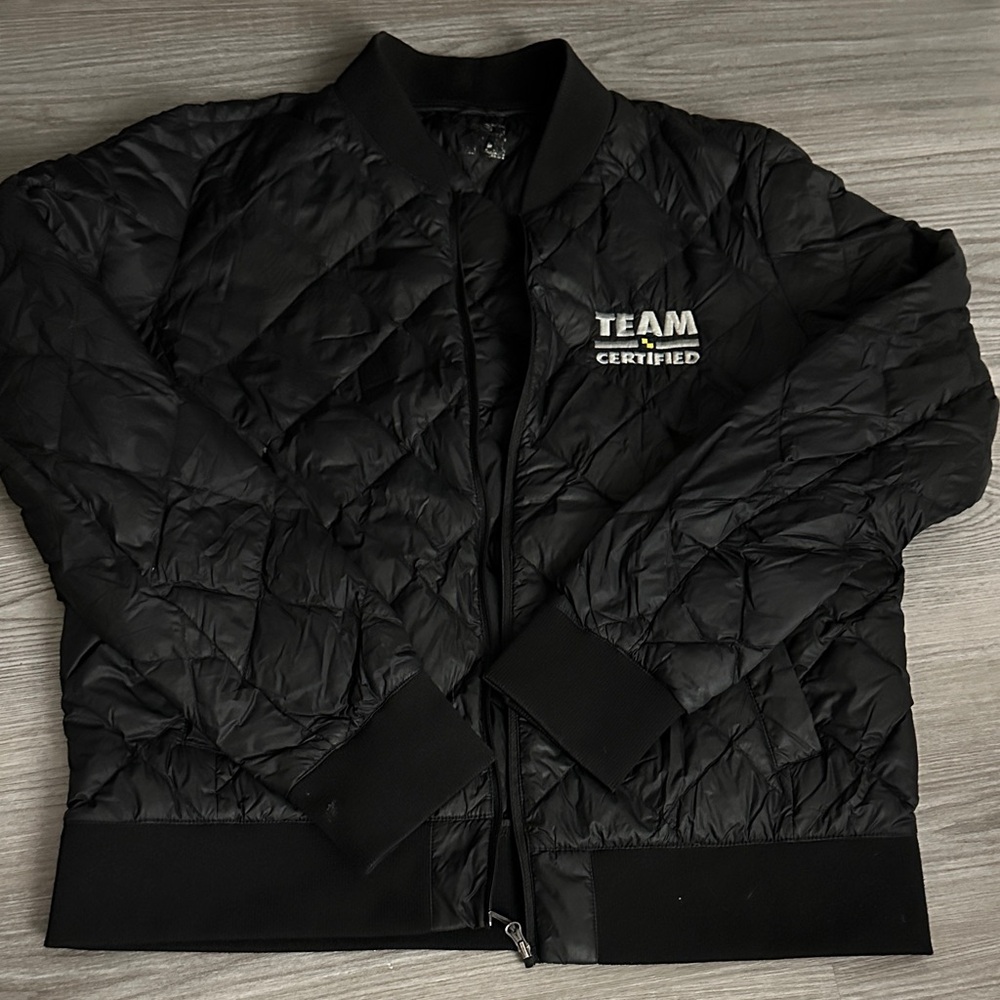 Black Quilted Bomber Jacket